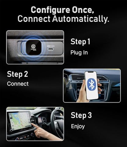 Wireless CarPlay Adapter Compatible with Apple and Android, 2 in 1 Wired to Wireless Adapter, 5.8GHz WiFi, Bluetooth 5.3, Plug and Play for Factory Wired CarPlay Cars - 2026 (Dark Grey) - color: Dark Grey