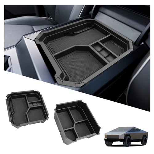 Ruiya 2024-2026 Cybertruck Center Console Organizer for Tesla Cybertruck Accessories ABS Material Double Layer Armrest Console Organizer Compatible with 2024 2025 2026 Tesla Cybertruck - color: 2024+ Tesla Cybertruck