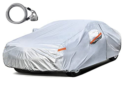 Kayme Car Cover Waterproof All Weather with Lock and Zipper, Sun Uv Rain Protection Outdoor, Fit Sedan (Up to 175 Inch) H1 - color: Silver, size: H1 Fit Sedan, Length (Up to 175 Inch)