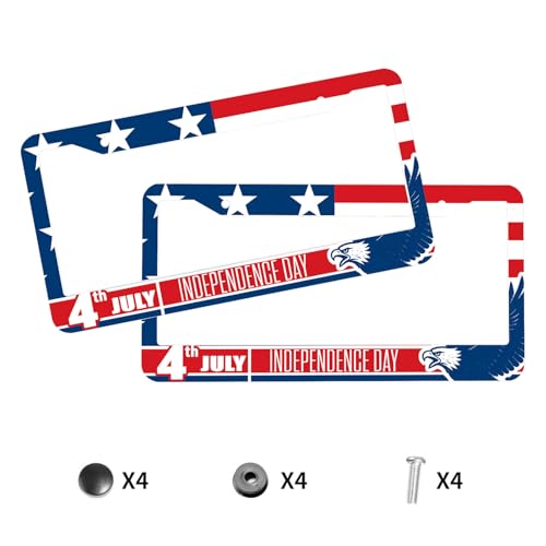American Flag License Plate Frame Eagle Patriotic USA 4th of July Personalise Stainless Steel Funny Design Compatible with Standard License Plate Holder for USA and Canada 6.3 x 12.2 in - color: American Flag, size: 6.3 X 12.2 In-1PC