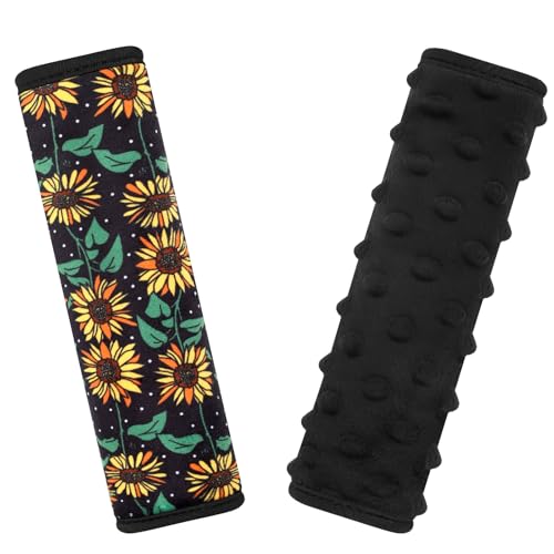 Seat Belt Covers for Kids, Double-Sided Use Shoulder Pads for Kids, Comfort Neck Strap Covers, Cute Car Seatbelt Cushion Covers for Boys Girls(2 Pack) (Sunflower) - color: Sunflower
