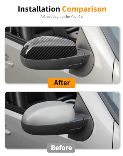 Carbon fiber Upper Mirror Caps Covers Compatible with 2007-2014 Chevy Silverado GMC Sierra Avalanche Tahoe Suburban Yukon Escalade ESV Side View Upper Mirror Cover Caps (Left Right) - color: Carbon Fiber (Half upper mirror cover)