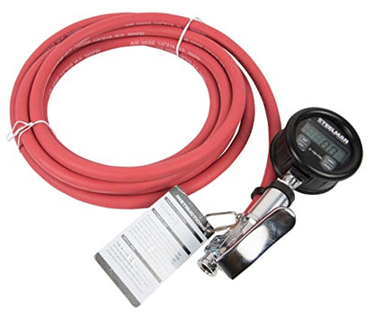 Steelman Digital Pressure Gauge Tire Inflator with 15-Foot Pneumatic Whip Hose, 0-150 PSI, Protective Casing - size: 15-Foot Hose