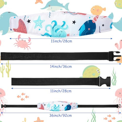 HESTYA 2 Pcs Carseat Head Support Toddler, Stroller Seat Headrest for Sleeping Traveling, Neck Relief Headband Strap for Kids Children Toddler Infant(Ocean Animals) - color: Ocean Animals