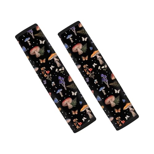 UNICEU Cottagecore Mushrooms Car Seatbelt Pads Protector Cover, Mushroom Car Accessory 2 Packs Soft Car Safety Seatbelt Strap for Women，Universal Fit All Cars SUV Truck - color: Cottagecore Mushrooms