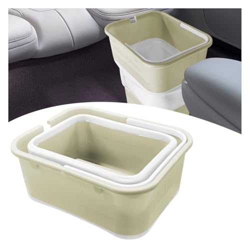 Car Trash Can, Collapsible Vehicle Garbage Bin with Handle, Leakproof Foldable Automotive Dustbin Car Storage Box, Universal Portable Trash Holder for Cars, SUVs and Trucks (Beige) - color: Beige