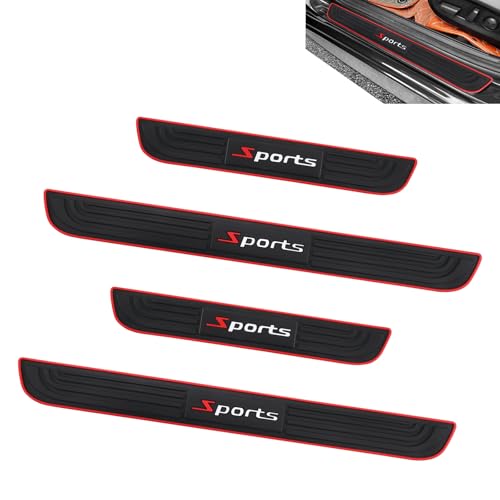 4PCS Car Door Sill Protector, Anti-Scratch Door Edge Guards Protector, Rubber Car Door Sills Scratch Protection, Universal Auto Threshold Pedal Edge Protector Strip (Sport, Width 2.36") - color: Black Red-Sport, size: width 2.36"