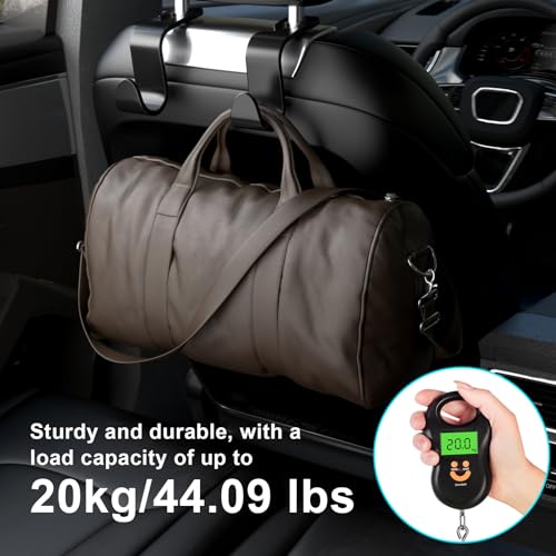 Car Seat Back Hook, Car Headrest Hook, Car Accessories for Interior, 4 Pack Plastic Black Hook, Suitable for Handbags, Shopping Bags, Clothes, Portable Tool Box