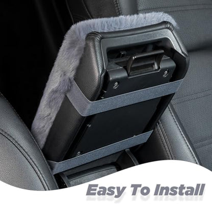 SEG Direct Auto Center Console Cover, Furry Car Armrest Cover, Soft Fluffy Middle Console Pad, Car Armrest Seat Box Cover for Women Men, Universal Fit for Most Vehicle, SUV, Truck, Car (Blue Gray) - color: Blue Gray