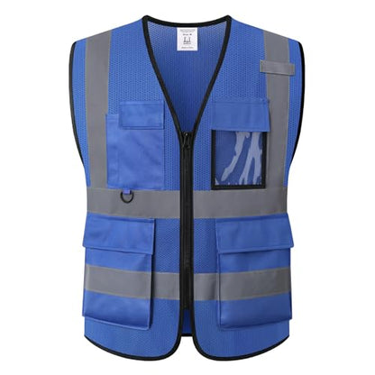 Safety Vest for Men Women Hi Vis Vest with Pockets Mesh High Visibility Vests Meets ANSI/ISEA Standards - color: 20-blue, size: X-Large
