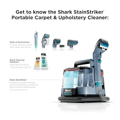 Shark StainStriker Portable Carpet Upholstery & Area Rug Cleaner, Stain & Odor Remover, Perfect for Car Interiors, Nordic Blue, PX202BRN - style: StainStriker + Chemical & Tool