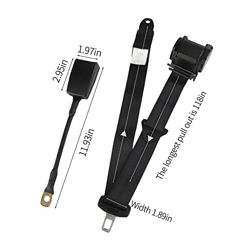 2PCS Universal 3Pt Adjustable Retractable Lap for Go Kart,Club Golf Cart,SUV,Cars Minivan,UTV (Black1) - color: Black1