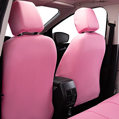 Flying Banner car seat Covers Protects Water Proof Faux Leather Carbon Fiber Fronts Rear Bench Covers (Pink Pink, Full Set - 8PCS) - color: Pink Pink, size: Full Set -- 8pcs