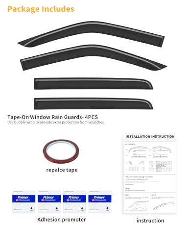 Outside-Mount Window Rain Guards Fit for Ford F-150 2015-2026/ F250-F550 2017-2026 SuperCrew,Truck Window Visors Wind Deflector Dark Smoke Vent Shades Car Tape-on 4-pcs with Thicker - size: Fit for 2015-2026 F150/2017-2026 F250-F550