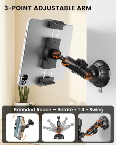 OHLPRO Tablet Holder for Pilot Aircraft Windshield, Anti-Vibration Suction Cup Aviation Mount, Fits 5-13" iPad Pro 12.9, Mini 6, Air & Thick Cases, Heavy Duty for Car Dashboard, Cockpit, Truck - size: for 4.5-12.9'' Device