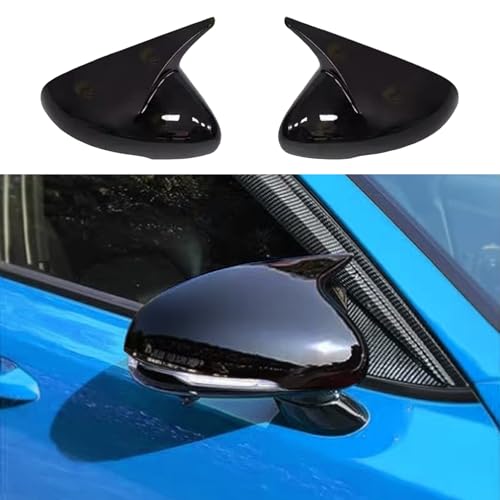 Blazeray for Kia Stinger 2018 2019 2020 2021 2022 2023 2024 Car Styling ABS Door Ox Horn Rear View Mirror Shell Cover Caps Trim Exterior Decoration Accessories with Turn Signal Light 2PC(Bright Black) - color: Bright Black