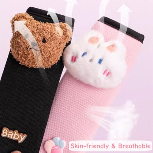 Seat Belt Cover Pad for Kids, Cute Animal Child Seatbelt Covers for Girls and Boys (Bear(Black)) - color: Bear(black)
