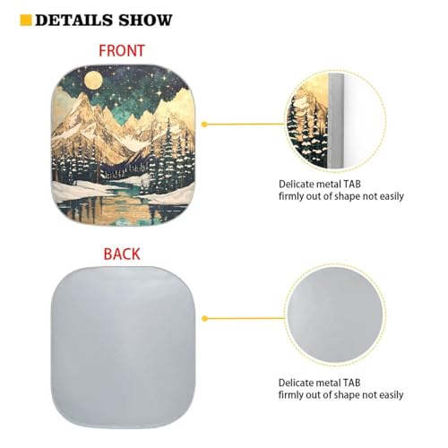 Front Windshield Sun Shade, 2-Piece Car Front Window Pad Folding Sun Visor Windshield Protector Universal Fit Most Cars SUV Truck Van Sedan, Camp Mountain - color: Camp Mountain Moon