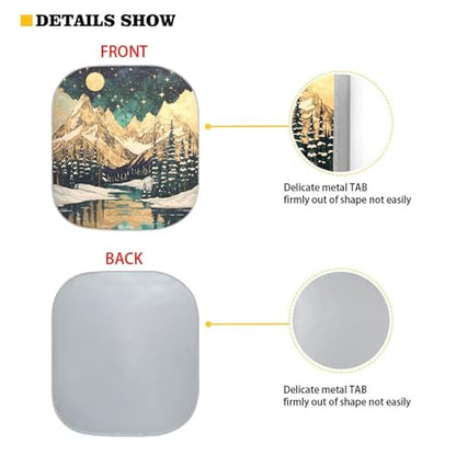 Front Windshield Sun Shade, 2-Piece Car Front Window Pad Folding Sun Visor Windshield Protector Universal Fit Most Cars SUV Truck Van Sedan, Camp Mountain - color: Camp Mountain Moon