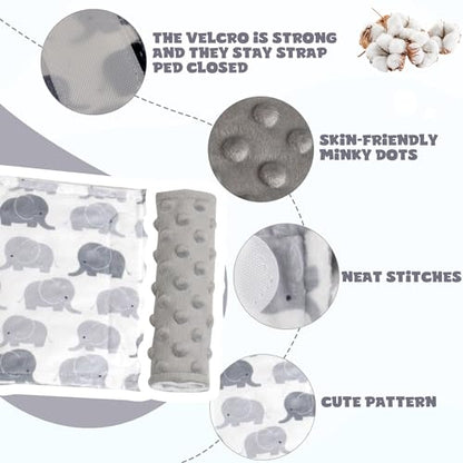 Car Seat Strap Covers for Babies Soft Car Seat Belt Covers, Mink Car Seat Straps Shoulder Pads for Boys and Girls, Grey - color: Grey