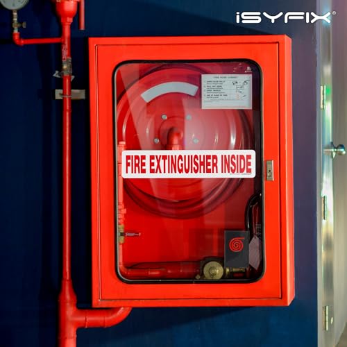 iSYFIX Fire Extinguisher Inside Sticker Sign – 5 Pack 12x2.5 Inch – Self-Adhesive Reflective Vinyl Decals, Laminated UV, Weather, Scratch, Fade Resistance, for Cars, Trucks, Trailers & Vehicles - color: White Reflective, size: 12x2.5 (5 Pack)