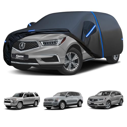 Kayme SUV Car Cover Custom Fit for Acura MDX, Toyota 4Runner, Kia Telluride, Mercedes Benz GLE 350 400 450 43,Windproof Upgraded & 100% Waterproof All-Weather Full Exterior Cover Sun Snow Protector. - size: Fit for MDX, Toyota 4Runner,Benz GLE,Telluride