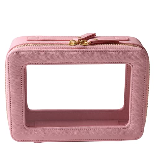 SANHECUN Toiletry bag waterproof cosmetic organizer with handle large opening for travelling (Pink) - color: Pink, size: Carry on 8 inch