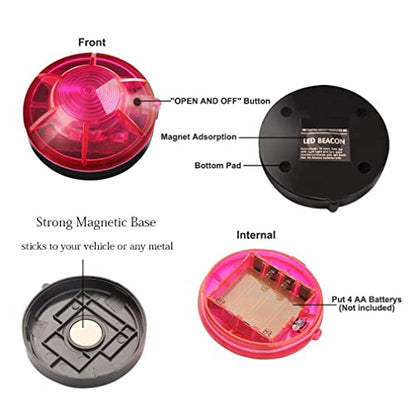 Roadside Flashing Flares Safety Warning Light Emergency LED Strobe Light with Magnetic Base Vehicle and Marine (Amber) - color: Amber