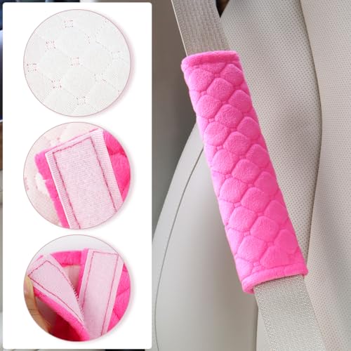 yuntop 2 PCS Car Seat Straps Shoulder Pads Soft Auto Seat Belt Cover Universal Safety Strap Cover Helps Protect Your Neck and Shoulders from Seat Belt Friction (Rose Red) - color: Rose Red