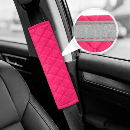 2PCS Car Seat Belt Pads Cover, Fluffy Car Seatbelt Covers, Soft Car Seat Belt Strap Cushion Protect Your Neck and Shoulder, Driving Seat Belt Shoulder Strap Cover for Most Autos (Rose Red) - color: Rose Red