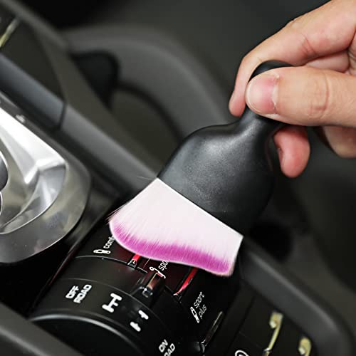 AOCISKA Car Interior Detailing Brush,Soft Bristle Cleaning Brush Car Detailing Brush Dusting Brush,Car Interior Cleaning Tool,Auto Detail Brush Car Dash Duster Brush (Black&Purple with Cap) - color: Black&purple With Cap