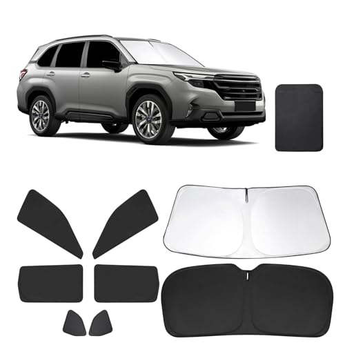 8 PCS Window Sun Shades for Subaru Forester 2025 2026 Accessories, Foldable Full Windshield Side Rear Window Sun Shade Covers, Sun UV Block Privacy Protection for Outdoor Daily Leisure - size: For Subaru Forester 2025 2026