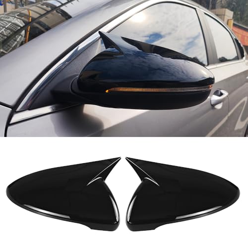 Compatible with Kia Forte Mirror Cover 2019 2020 2021 2022 2023 2024, Accessories Car Exterior Door Ox Horn Side Rearview Mirror Guard Cover Trim Caps (Glossy Black) - color: （With Turn Signal）Glossy Black