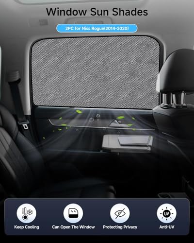 Car Window Shade for Rogue 2014-2020,2 Pack UV & Glare Protection, Breathable Privacy Screen, Insect & Bug Blocker Magnetic Mesh Side Rear Sun Shades for Baby Camping, Napping & Travel - size: 2PC for Niss Rogue(2014-2020)