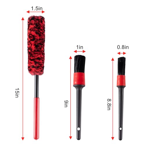 4 Pack Car Wash Brush Wheel Cleaning Woolies Brush Detailing Brush and Stiff Tire Brush Tires Wheel Brushes for Cleaning Wheels for Wheels, Rims, Carpet, Truck, SUV, Moto, RV, Motorcycle - color: Green&red&black