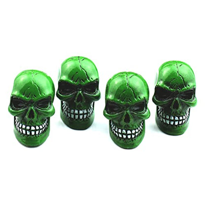 Cars Tires Valve Stem Caps Cover Dustproof Cool Skull Head Fit Most Vehicle SUV Bike Trucks Motorcycles 4 Pcs/Set（Green） - color: green