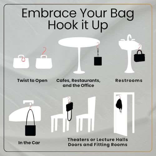 EMBRACE Dual Colour Purse Hook Hanger – Lightweight, Teardrop S Hooks | Bag Clip Holds 22 lb Bags, Backpacks, Totes | Purse Charms for Women, Men | Caviar & Onyx - color: caviar/onyx