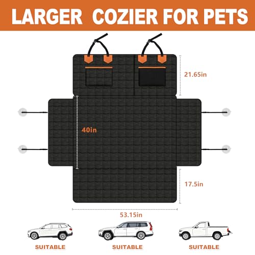 SUV Liner for Dogs, Waterproof Dog Trunk Cover with Bumper Flap Protector, PU Large Size Universal Fit, Black - size: PU Leather