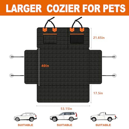 SUV Liner for Dogs, Waterproof Dog Trunk Cover with Bumper Flap Protector, PU Large Size Universal Fit, Black - size: PU Leather