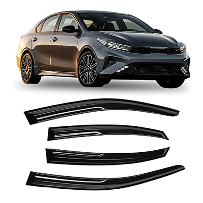 4pcs Smoke Tinted Tape-On Side Window Visor Rain Guards Designed for Kia Forte 2019 2020 2021 2022 2023 EX FE GT LINE LXS Shatterproof Window Deflectors 4 pcs - size: 2019-2023 Kia Forte