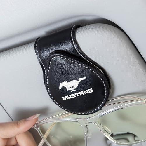 Car Sunglass Holder, Eyeglass Holder Fit Mustang Snake Speedstar Evos Everest GT Shelby Mach-E Grand C-MAX, Sunglass Hanger Mount for Car Sun Visor, Interior Accessories, Black - color: Fi4