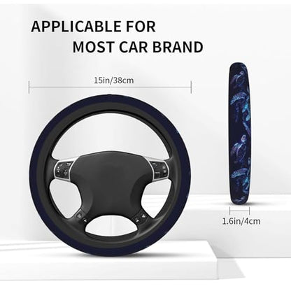 Sea Turtle Steering Wheel Cover - Bule Anti-Slip Breathable Universal 14-15 Inch Car Wheel Cover with 2 Matching Coasters Set for Men Women,Soft Comfort Grip Accessories - color: Sea Turtle