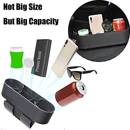 Iokone Coin Side Pocket Console Side Pocket Leather Cover Car Cup Holder Auto Front Seat Organizer Cell Mobile Phone Holder (Slim-Black) - color: Slim-Black