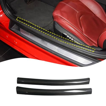 Dry Real Carbon Fiber for 2019-2022 Toyota Supra Car Door Interior Trim Accessories Built-in Door Sill Trim Covers (Black Carbon)