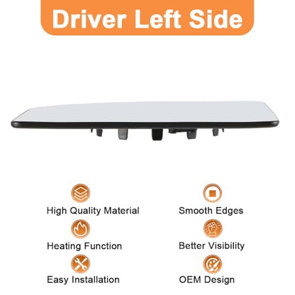 Senzeal Driver Side Heated Upper Mirror Glass Replacement for Ford F150 2015-2020 Ford F250 F350 F450 F550 2017-2022 Tow Mirror FL3Z17K707R (Left Side) - size: Driver Upper Side (Left)