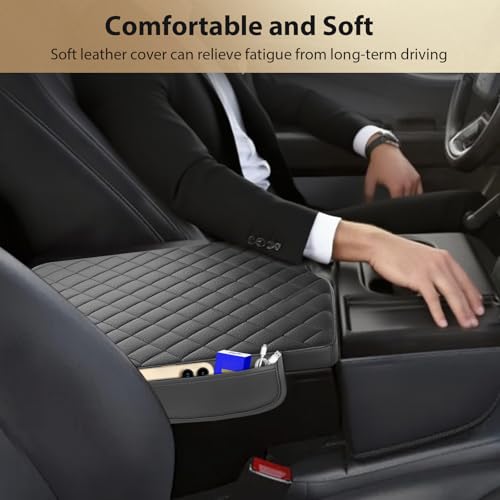 AZEAM Center Console Cover for 2015-2026 Ford F150, 2017-2026 F250 F350 F450 with 40/20/40 Jump Seat, Leather Middle Console Armrest Cover Accessories with 2 Sided Pockets (Jump Seat Only)