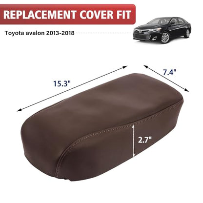 KBH Center Console Armrest Cover Replacement for Toyota Avalon 2013 2014 2015 2016 2017 2018, Vinyl Leather, Car Arm Rest Lid Skin Upholstery, Anti-Scratch, Brown (Without Lid) - color: Brown, size: Center Console Cover Replacement