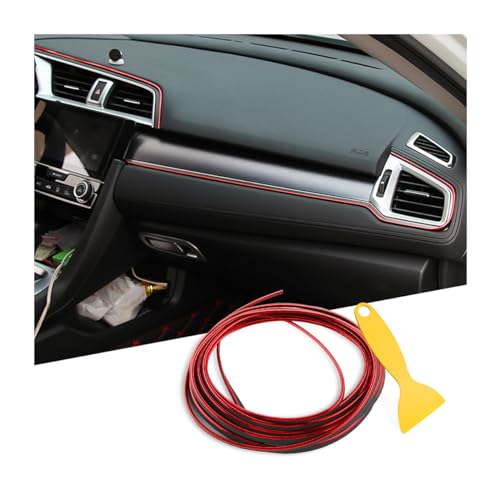 Osilly Car Interior Moulding Trim Strips, 33Ft/10M Universal Electroplating Decoration Filler Insert Strips, Styling Dashboard DIY Flexible Strip, Garnish Accessory with Installing Tool (Red) - color: Red, size: 33Ft