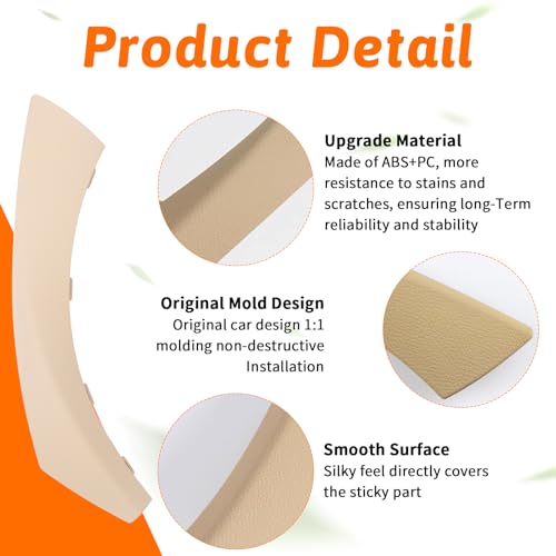 6PCS/Set Interior Inner Inside Door Pull Sticky Handle Cover for BMW 3 Series E90/E91/E92/E93 320 325 328 335 330 M3 (2004-2011) Left and Right Passenger Side (Beige) - color: Beige