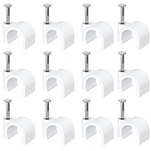 Jadaol 8mm Wide Design Cable Clips with Nails for Round Ethernet Cables, Cord Clips for Wall, Nail-in Wire Tacks for Cat5/Cat6/Cat7 RJ45 Cable, Coaxial, TV, Speaker, Electrical Wire, 100 Pack - size: 8mm - Wide Design